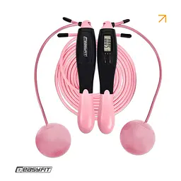 Скакалка для схуднення EasyFit TwinRope 2,8 м чорний-рожевий - мініатюра 2