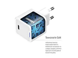 Мережевий зарядний пристрій ColorWay GaN Mini 20 W + кабель Lightning White (CW-CHS059PDL-WT) - мініатюра 6