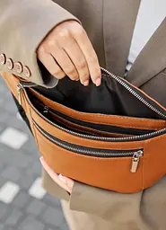 Велика жіноча шкіряна сумка бананка Sambag Tirso Max руда 38 × 17 × 6 см (81341121) - мініатюра 6