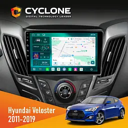 Штатна магнітола Hyundai Veloster 2011-2019 Cyclone C9-013 4x64 DSP 4G Cyclone (НФ-00007288)