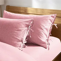 Комплект постільної білизни Lovely Svi варена бавовна (120 г/м2) Полуторний в клітинку Рожево - Червоний - мініатюра 3