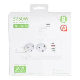 Мережевий фільтр-розгалужувач SNAILS 2 розетки LED 4 USB 8 см, чорний
- мініатюра 4