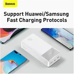 Зовнішній акумулятор Baseus Bipow Digital Display 30000mAh (PPDML-N02) білий - мініатюра 10