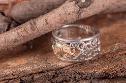 Каблучка слоник з білого і жовтого золота 18 K-0205