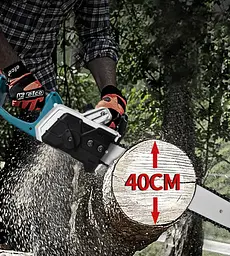Акумуляторна ланцюгова пилка Electric SAW 16 дюймів + 2 акумулятори потужна електропилка BLUE - мініатюра 2