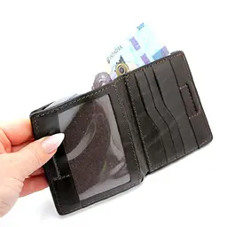 Чоловічий шкіряний портмоне коричневий GRANDE PELLE 10х10х2 см acs0032102 - мініатюра 3