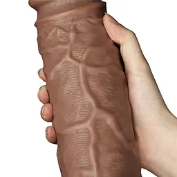 Вібратор Lovetoy Realistic Chubby Dildo 10.5'' 26.6 см коричневий - мініатюра 6