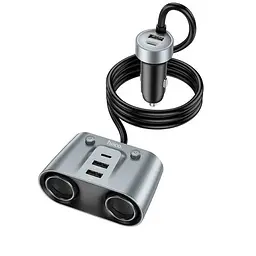 Автомобільний зарядний - розгалужувач HOCO Z51 Establisher 2-in-1 cigarette lighter 147W - мініатюра 4