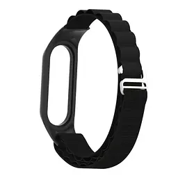 Ремінець для Xiaomi Mi Band 7/6/5/4, чорний, AlpinaStyle Band, тканинний поліестеровий ремінець для фітнес браслета, дихаючий, для активного відпочинку та спорту, ArmorStandart (ARM64987)