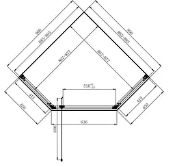 Душова кабіна Dusel DL197H Chrome 900x900x1900, Хром, Універсальна, прозорий, хром, 90x90 - мініатюра 2