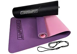 Килимок для йоги та фітнеса EasyFit TPE+TC 6мм двошаровий + Чохол фіолетовий з рожевим (EF-1924s-VP) - мініатюра 7