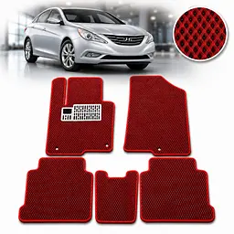 Килимки в салон EVA для Hyundai Sonata YF 2010-2014 з підп'ятником Червоні 5 шт