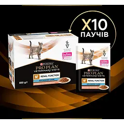 Уцінка. Вологий корм для котів Purina Pro Plan Veterinary Diets NF Renal Function Advanced Care з лососем 850 г (10 шт. x 85 г) (12278452) - мініатюра 10