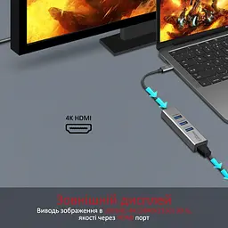 USB-Хаб Promate USB Хаб на 4 порти (mediahub-c3.grey) - мініатюра 2