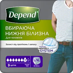 Поглинаюча спідня білизна Depend для чоловіків, L/XL, 9 шт.