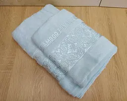 Набір турецьких бамбукових махрових рушників Cestepe 50х90+70х140 Bamboo Royal light blue - мініатюра 3
