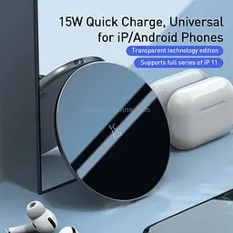 Бездротове зарядне Baseus Simple Wireless Charger 15 W (WXJK-B01) чорне - мініатюра 6