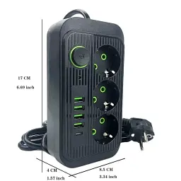 Мережевий фільтр живлення UA Power Socket F09U 3 розетки +4USB +Type-C Port 2m, мережевий подовжувач розеток - мініатюра 7
