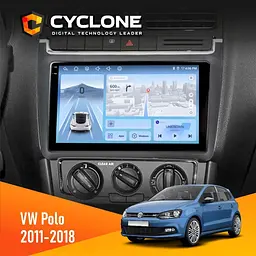 Штатна магнітола Volkswagen Polo 2011-2018 Cyclone C9-012 4x64, DSP, 4G Cyclone (НФ-00008070)