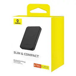 Зовнішній акумулятор Baseus Magnetic Mini Wireless Fast Charge Power Bank 5000mAh 20W Cluster Black（With Simple Series Charging Cable Type-C to Type-C (P10022107113-00) - мініатюра 2