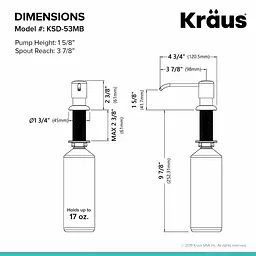 Дозатор для миючого засобу Kraus матовий чорний KSD-53MB, Чорний матовий - мініатюра 4