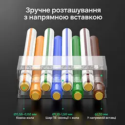 Екрановані мережеві конектори UGREEN NW123 10 шт. із 10 напрямними вставками для жил Ø0,56–0,60 мм з ізоляцією Ø1,10–1,50 мм штекери RJ45 8P8C Cat 6A до 10 Гбіт/с потрібен обтискний інструмент для екранованих штекерів RJ45 для однодротяних і багатодротяних провідників із заднім затискачем кабелю із позолоченими контактами сріблясті з прозорими елементами та золотистими контактами (70316) - мініатюра 2