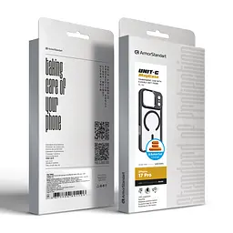 Чехол Apple iPhone 17 Pro, Unit MagSafe, черный, прозрачный, магсейф, противоударный, магнитный, панель-накладка с поддержкой MagSafe, с поддержкой беспроводной зарядки, TPU+PC, защита всего корпуса, ударопрочный, ArmorStandart (ARM90585) - мініатюра 7