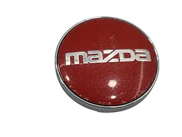 Ковпак колеса Mazda червоний з хром написом 60 мм пластик метал 1 шт (ковпачок диска) - мініатюра 3