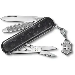 Ніж Victorinox Classic Brilliant Карбоновий 58мм,5функ,карбон + брелок-лого - мініатюра 5