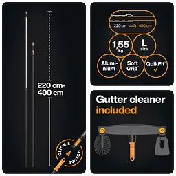 Щітка для очищення жолобів Fiskars OneClick + ручка L, 220–400 см (1080718) - мініатюра 2