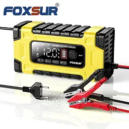 Автомобільний зарядний пристрій 12V/24V Foxsur FBC122410E Автоматичний імпульсний з функцією відновлення Yellow (19432) - мініатюра 4
