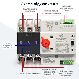 Автоматичний перемикач (АВР) під DIN-рейку Kraft KRF-ATS100A/3p 3 полюси (51-00101) - мініатюра 12