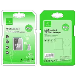 Карта пам'яті Usams US-ZB118 (TF High Speed Card) microSDHC Class 10, 32GB з адаптером Green - мініатюра 2