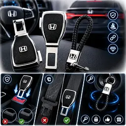 Набір в авто для Honda №2 / заглушка-перехідник ременя безпеки та брелок з логотипом - мініатюра 3