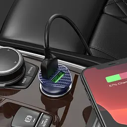 Адаптер автомобільний HOCO Z39 з кабелем lightning чорний - мініатюра 4
