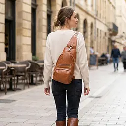 Стильна жіноча слінг сумка через плече з екошкіри Vintage 22751 руда - мініатюра 2