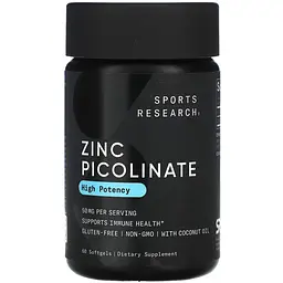 Дієтична добавка Sport Research Copper Zinc Picolinate 50 мг 60 м'яких капсул