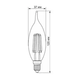 Лампочка Videx Filament C37FtA 6W E14 2200K 220V (VL-C37FtA-06142) - мініатюра 3