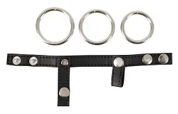 Набір ерекційних кілець Bad Kitty Leather Strap (чорний) - мініатюра 4