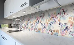 Кухонний фартух Квітковий вініловий гербарій для кухні 65х250 см Абстракція Блакитний Happy Pocket Z183885 - мініатюра 5