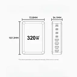 Мережевий зарядний пристрій Essager Engine 320W 4xUSB-C+4xUSB-A Чорний (EZC320W-QJB0G-Z) - мініатюра 10