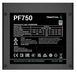 Блок живлення Deepcool 750 Вт PF750, Black, 80+ Standard, Active PFC, 12 см, 2xMolex/6xSATA/4x6+2-pin/2x4+4-pin/20+4-pin, захист: OPP/OVP/SCP/UVP, ATX12V V2. - мініатюра 4