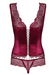 Комплект білизни Obsessive Miamor S/M (бордовий) - мініатюра 6