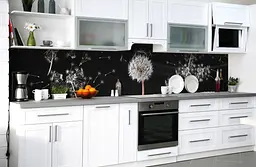 Кухонний фартух Пухнастий Кульбаба вінілова наклейка для кухні Квіти Чорний 60х250 см Happy Pocket Z181362