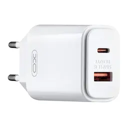 Мережевий зарядний пристрій XO L90A EU PD20W + QC18W Fast charging with light Білий