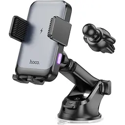 Автотримач Hoco HW9 із бездротовою зарядкою 15W чорний сірий
