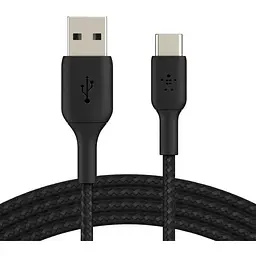 Кабель Belkin USB-A > USB-C заряджання/синхронізації 2м, 15Вт, Type-C, плетений, чорний teh0013736