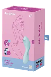 Стимулятор Satisfyer Curvy Trinity 5 Вакуумный с вибрацией, 16.5х4.6 см голубой - миниатюра 2