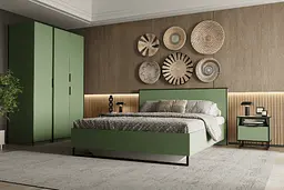 Ліжко двоспальне Moreli Forte F-0010 у стилі Loft на металевих ніжках 1680х980х2126 мм Зелений Димчастий