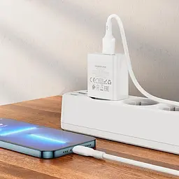 Адаптер мережевий BOROFONE Lightning Cable Aspirer single port charger set BA74A 1USB білий - мініатюра 5